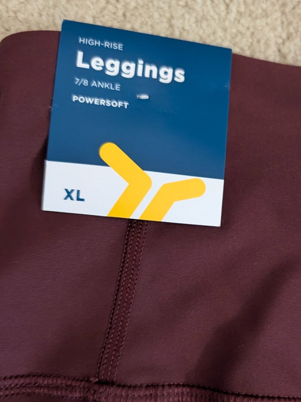 NWT Old Navy PowerSoft High Rise 7/8 Ankle Leggings Bundle XL Black & Burgundy - Picture 7 of 10